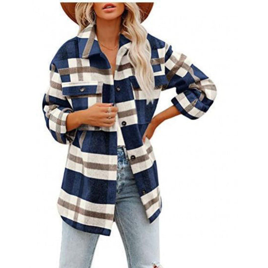 Damen Flanelljacke im lässigen Karomuster