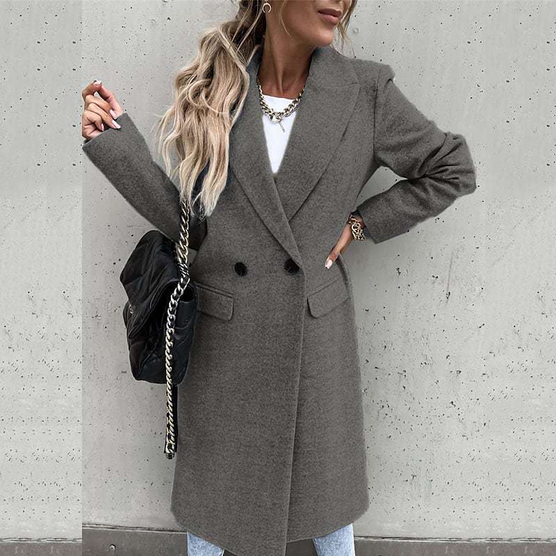 Damen eleganter Wollmantel im Oversized-Stil