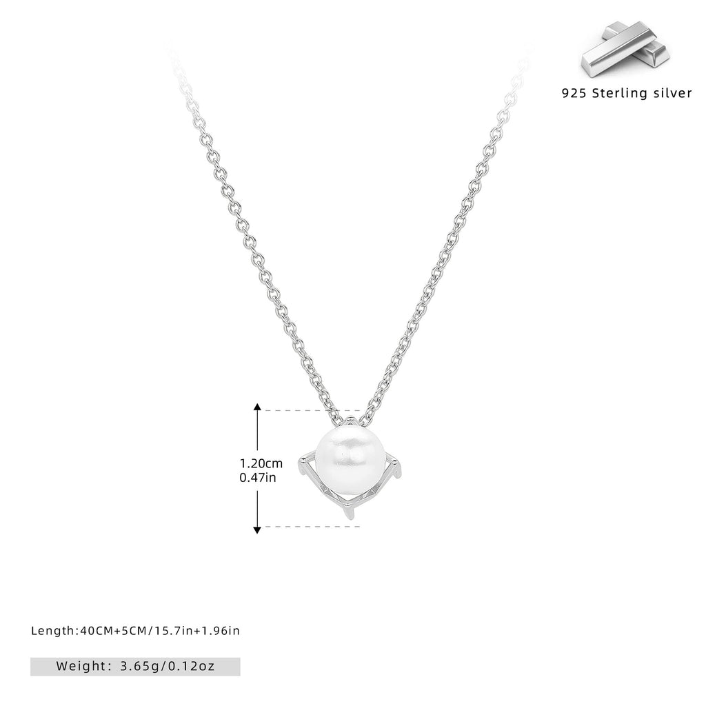 Damen Halskette mit hochwertigem Perlenanhänger aus 925 Sterling Silber Shop Nory