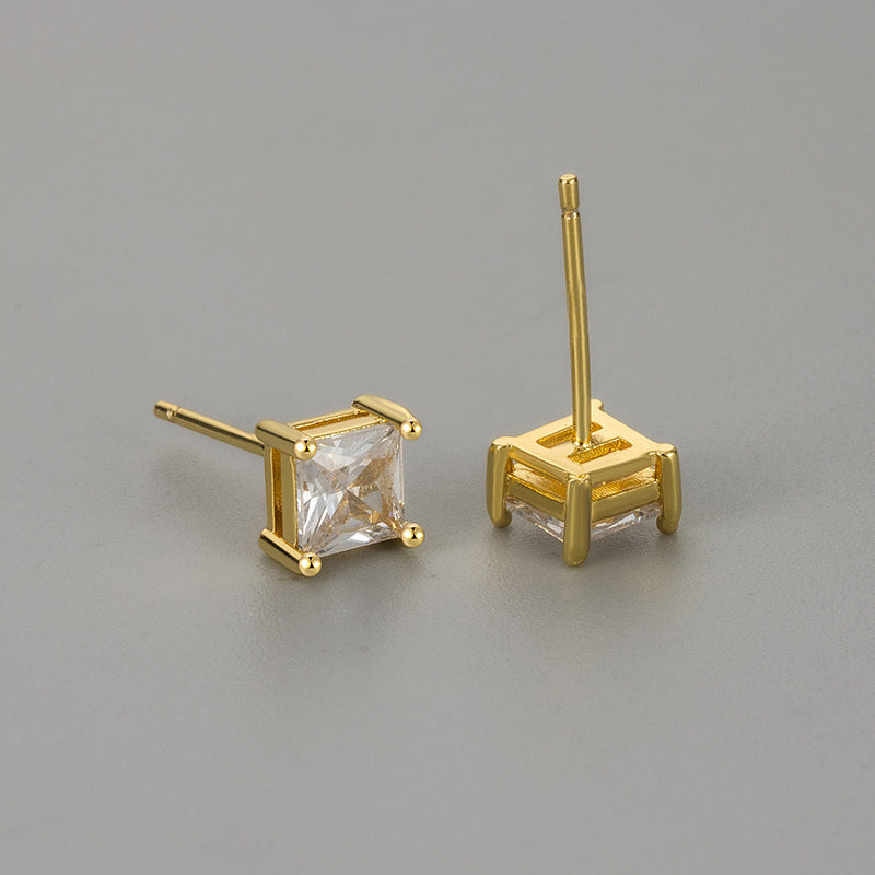 Princess-Schliff Zirkonia Ohrstecker mit Krappenfassung