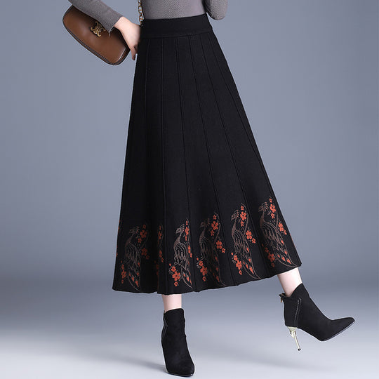 Damen Eleganter Maxirock mit floralem Spitzenabschluss Shop Nory