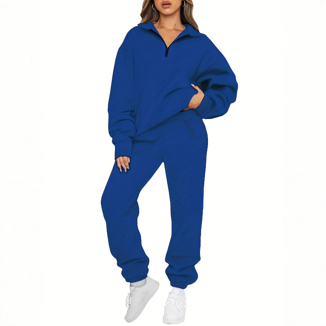 Damen nan zweiteiliges Relax-Set mit halbverdecktem Halbzip-Sweatshirt im Oversize-Schnitt und hohem Komfortbund Jogginghose Shop Nory