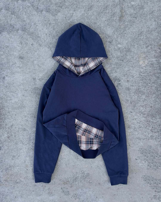 Damen Kapuzenpullover mit modernem Karo-Futter