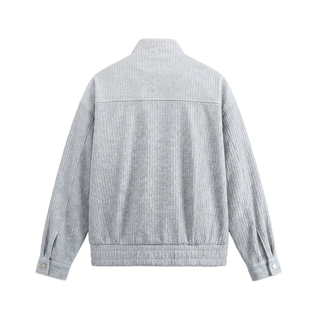 Herren Struktur-Boxy-Jacke mit Stehkragen und Zwei-Wege-Reißverschluss Shop Nory