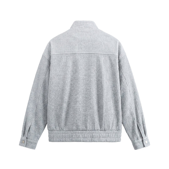 Herren Struktur-Boxy-Jacke mit Stehkragen und Zwei-Wege-Reißverschluss Shop Nory