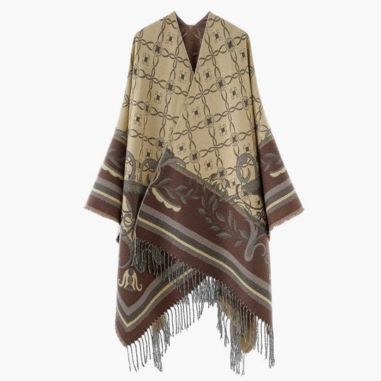 Damen Leichter Jacquard-Überwurf im Kaftan-Stil mit Zierfransen Shop Nory