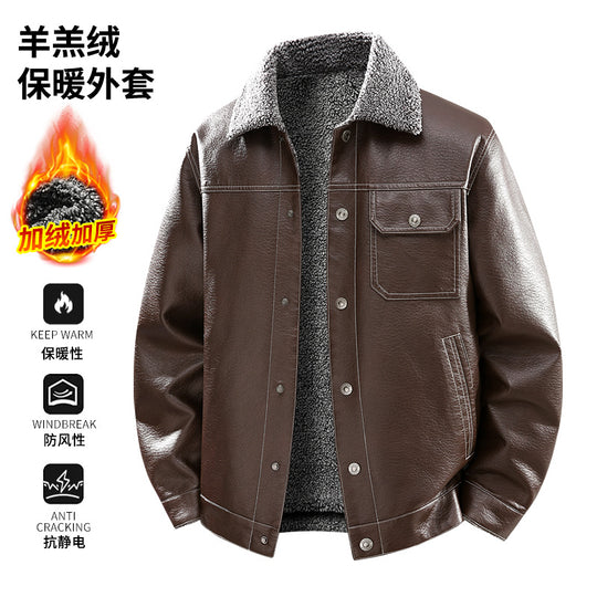 Herren Edle Kunstlederjacke mit weichem Teddyfutter Shop Nory