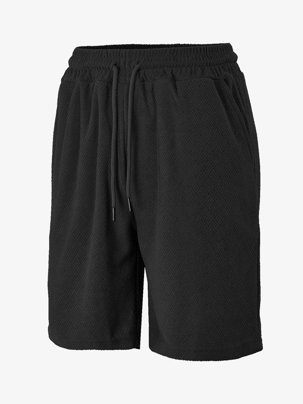 Herren nan Frottee-Shorts mit Fischgrätstruktur, elastischem Kordelbund und Seitentaschen Shopnory