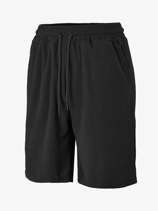 Herren nan Frottee-Shorts mit Fischgrätstruktur, elastischem Kordelbund und Seitentaschen Shopnory