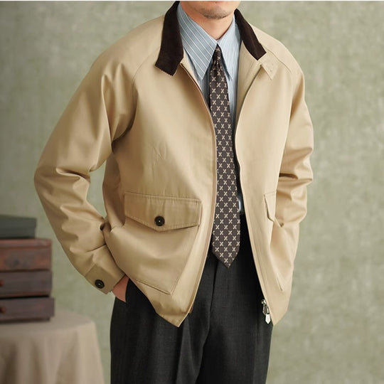 Herren Harrington-Jacke mit Cordkragen und aufgesetzten Pattentaschen Shop Nory
