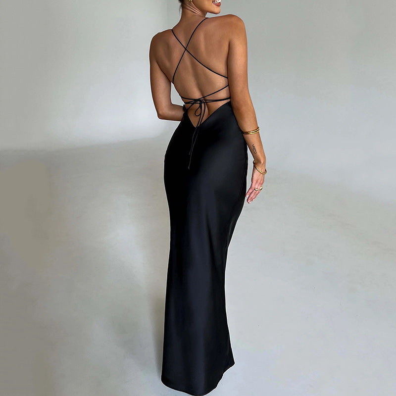 Damen Elegantes Figurbetontes Maxikleid mit Spaghettiträgern