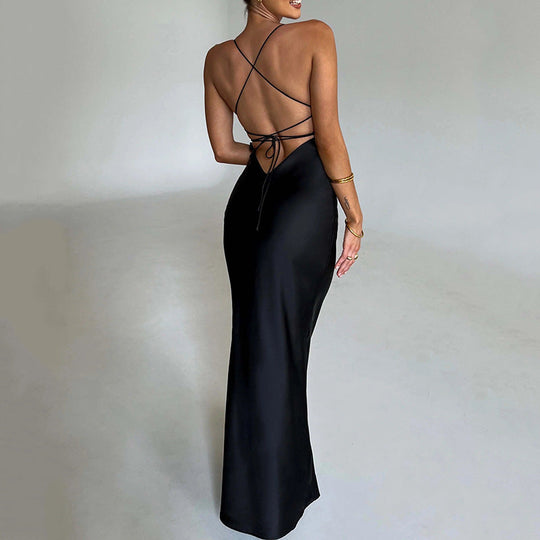 Damen Elegantes Figurbetontes Maxikleid mit Spaghettiträgern