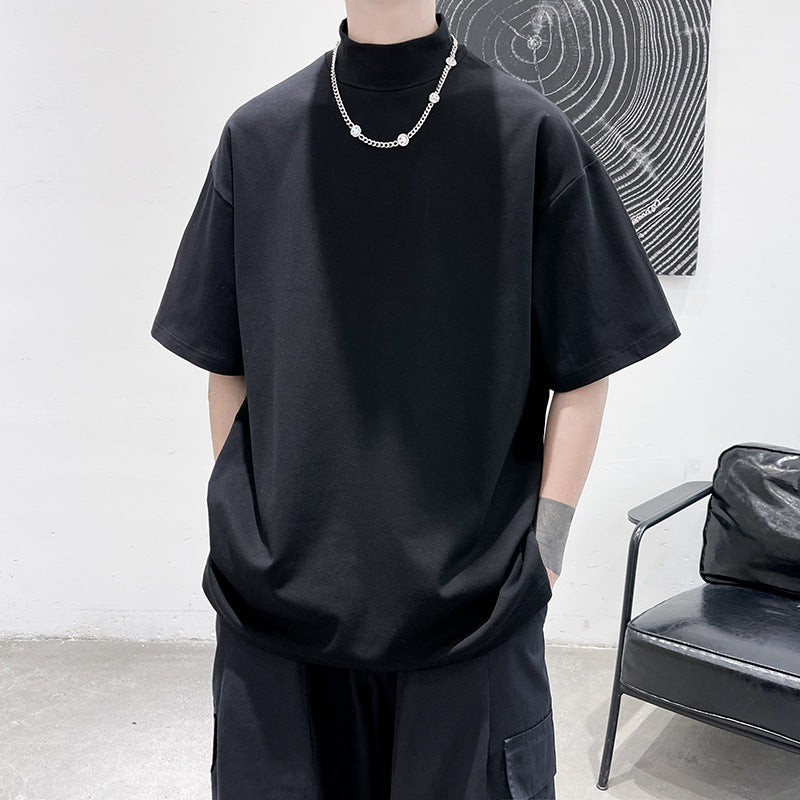 Herren oversized Rollkragen-T-Shirt mit halblangen Ärmeln und lässiger Boxy-Passform Shop Nory