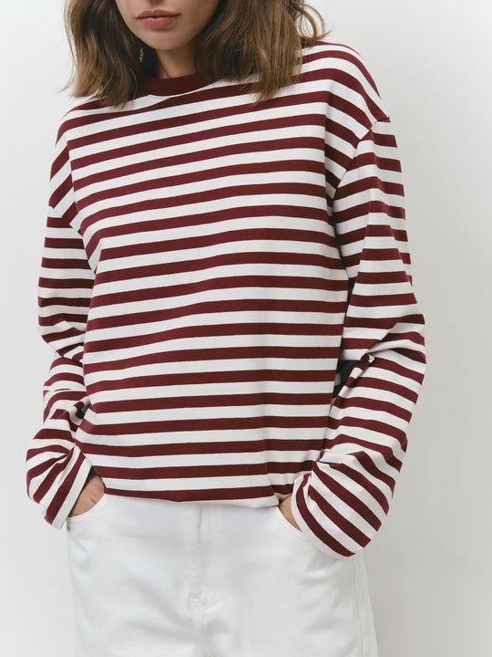 Damen Lässiges gestreiftes Langarmshirt Shop Nory