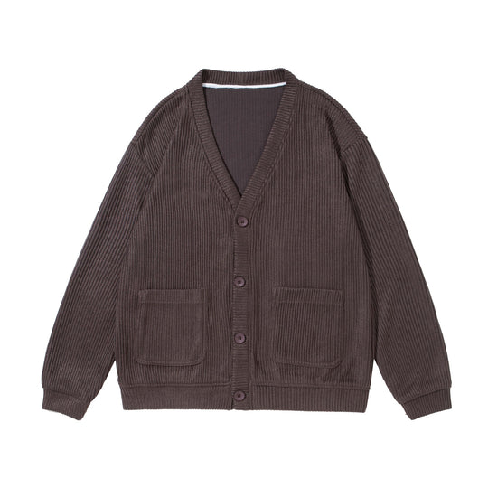 Unisex Strukturiertes Knopf-Cardigan mit V-Ausschnitt und aufgesetzten Taschen Shop Nory