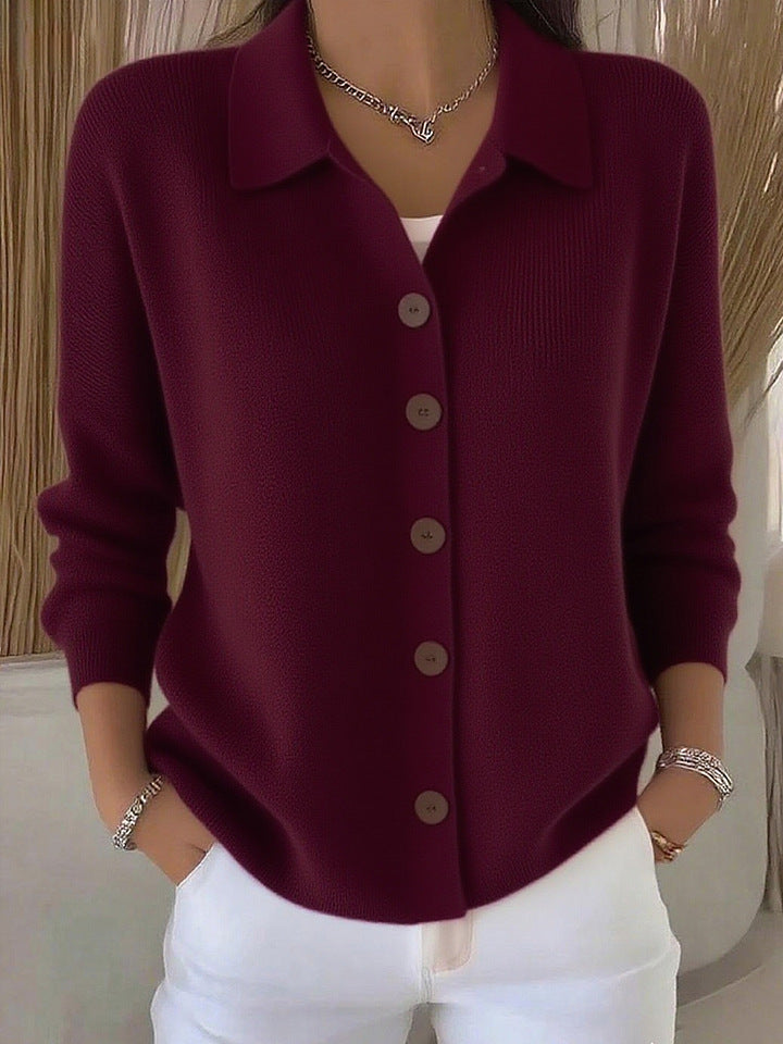 Damen nan Feinstrickjacke mit Hemdkragen und durchgehender Knopfleiste Shop Nory