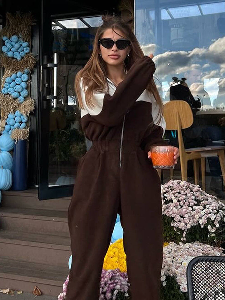 Damen modern geschnittener Zip-Hoodie und High-Waist Jogginghose Set Shop Nory