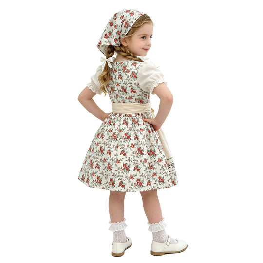 Damen nan Kinderdirndl Trachtenkleid mit Spitzenbluse Schürze und Kopftuch Shop Nory