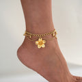 Damen Fußkettchen mit kunstvollem Blütenanhänger und eleganten Kettendetails Shop Nory