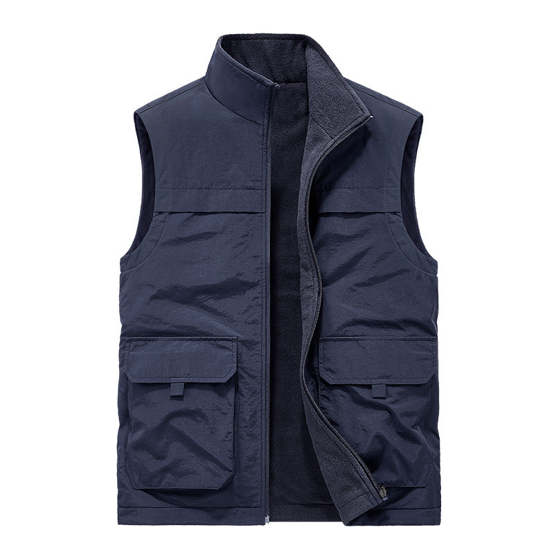 Herren Wattierte Utility-Weste mit Fleece-Innenfutter, Mehrfach-Taschen und Stehkragen Shop Nory