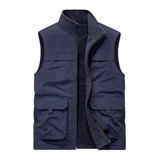 Herren Wattierte Utility-Weste mit Fleece-Innenfutter, Mehrfach-Taschen und Stehkragen Shop Nory