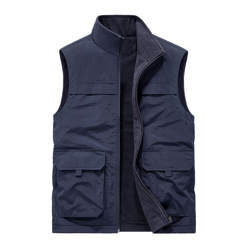 Herren Wattierte Utility-Weste mit Fleece-Innenfutter, Mehrfach-Taschen und Stehkragen Shop Nory