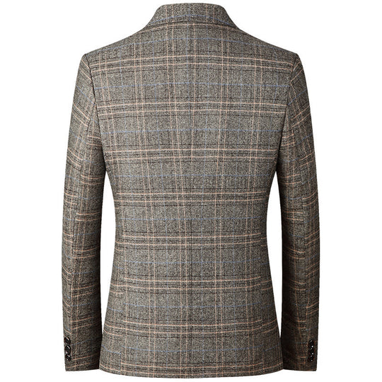 Herren Kariertes Wollmix-Sakko Slim Fit mit schmalem Revers Shop Nory