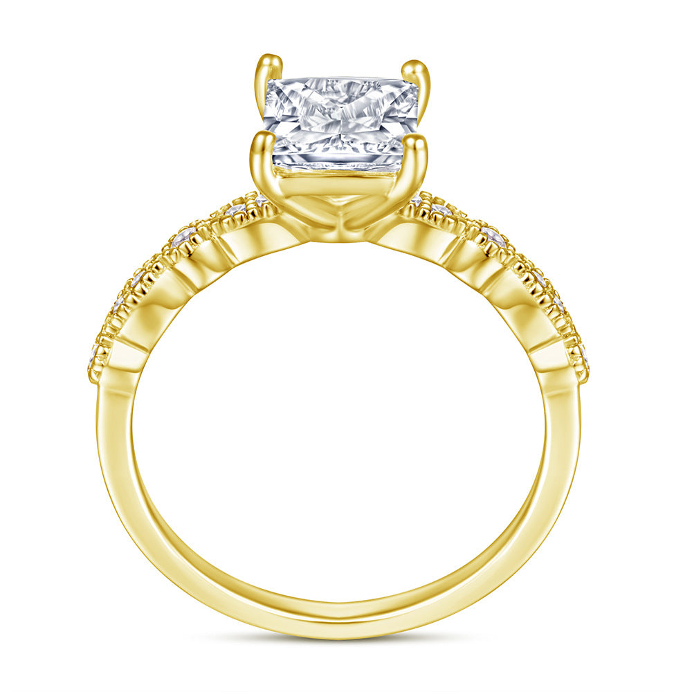 Damen Eleganter Verlobungsring mit quadratischem Diamant und filigranem Design Shop Nory