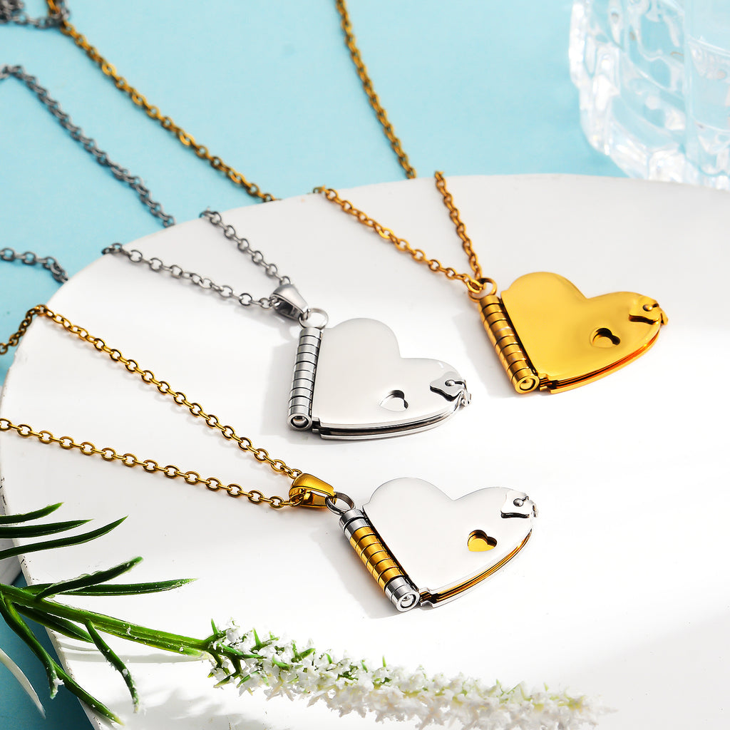 Damen Herzförmiger Medaillon-Anhänger mit Spiralverschluss Shop Nory