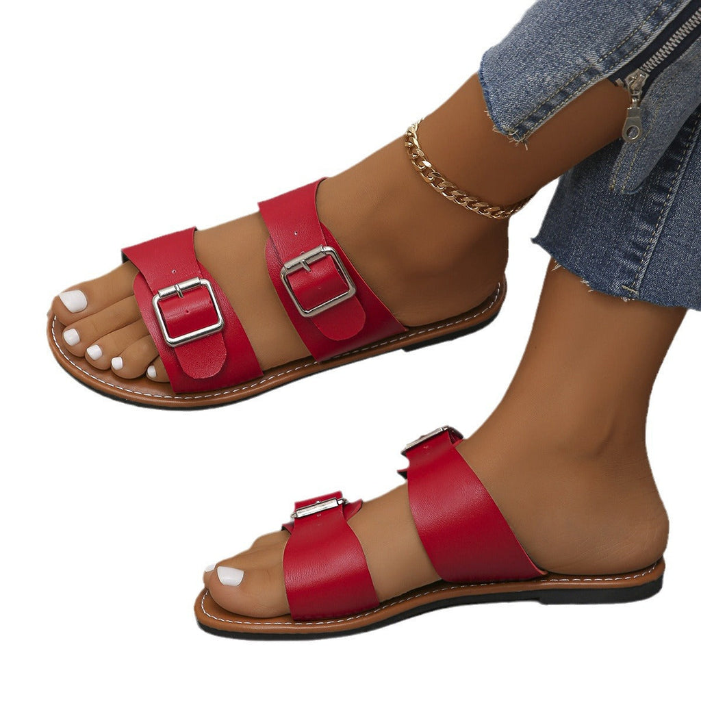 Damen elegante sandalen mit doppeltem Schnallenverschluss