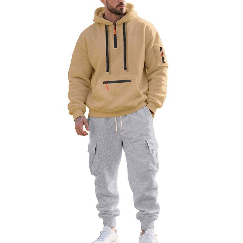 Herren Zweiteiliger Performance-Jogginganzug mit Kapuzen-Hoodie, wasserabweisenden Reißverschlüssen und Cargo-Jogger Shop Nory