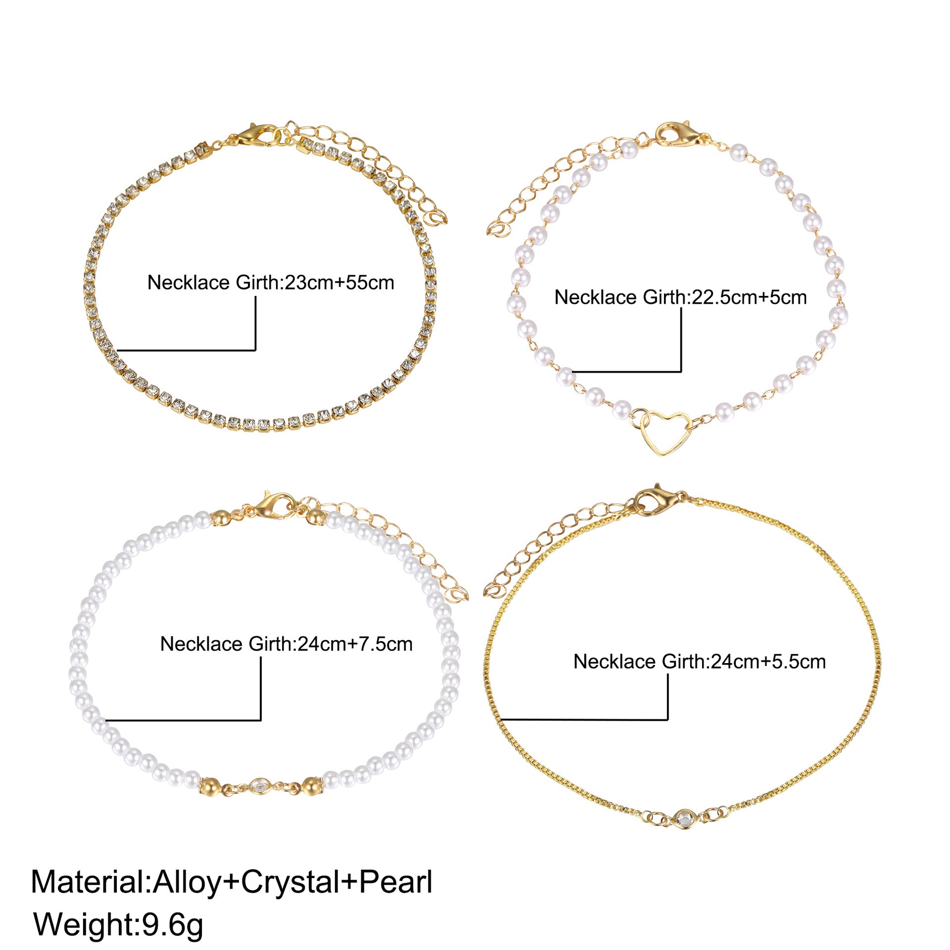 Damen Armband-Set mit eleganten Perlen- und Kristallakzenten Shop Nory