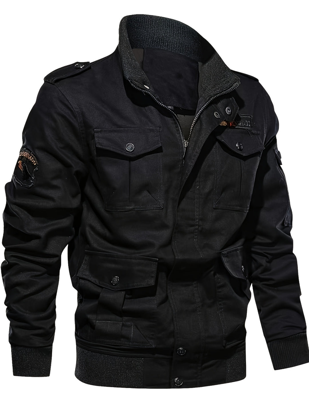 Herren Fieldjacke im Military-Stil mit Mehrfach-Taschen und Strickkragen Shop Nory