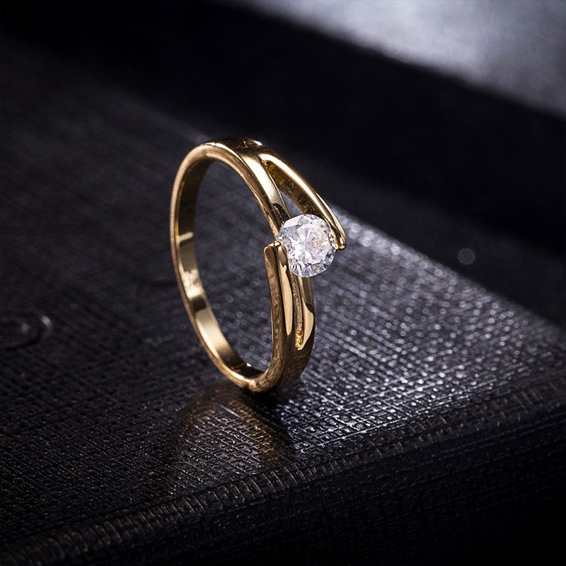 Damen Eleganter und minimalistischer Ring mit funkelndem Kristall Shop Nory