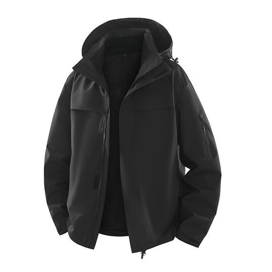 Herren Urbaner Softshell-Outdoorblouson mit Kapuze, verdecktem Reißverschluss und Mehrfach-Taschen Shop Nory