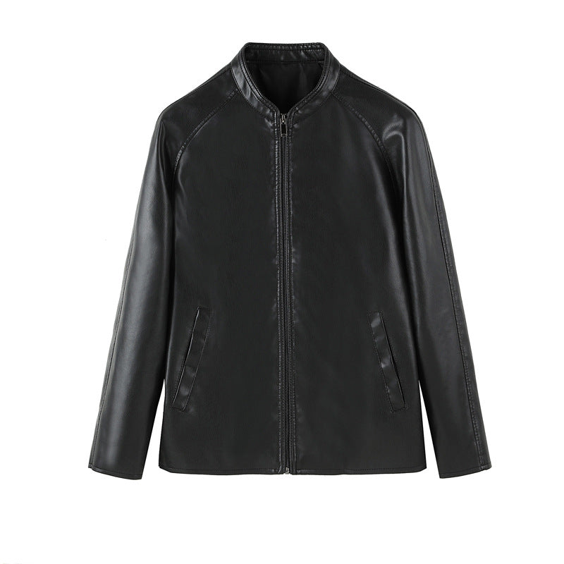 Herren Schlanker Kunstlederblouson mit Stehkragen und verdecktem Reißverschluss Shop Nory