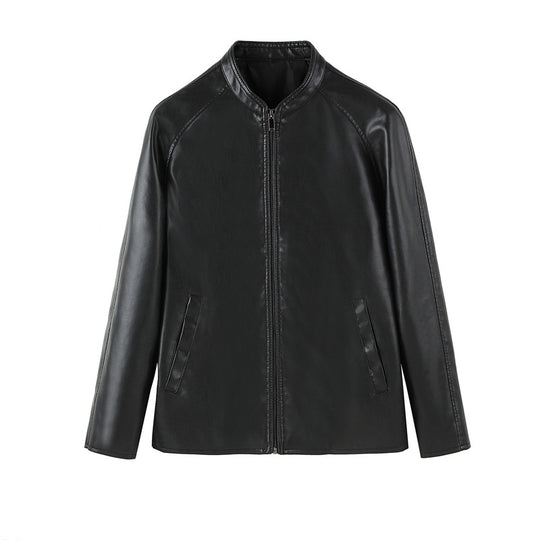 Herren Schlanker Kunstlederblouson mit Stehkragen und verdecktem Reißverschluss Shop Nory