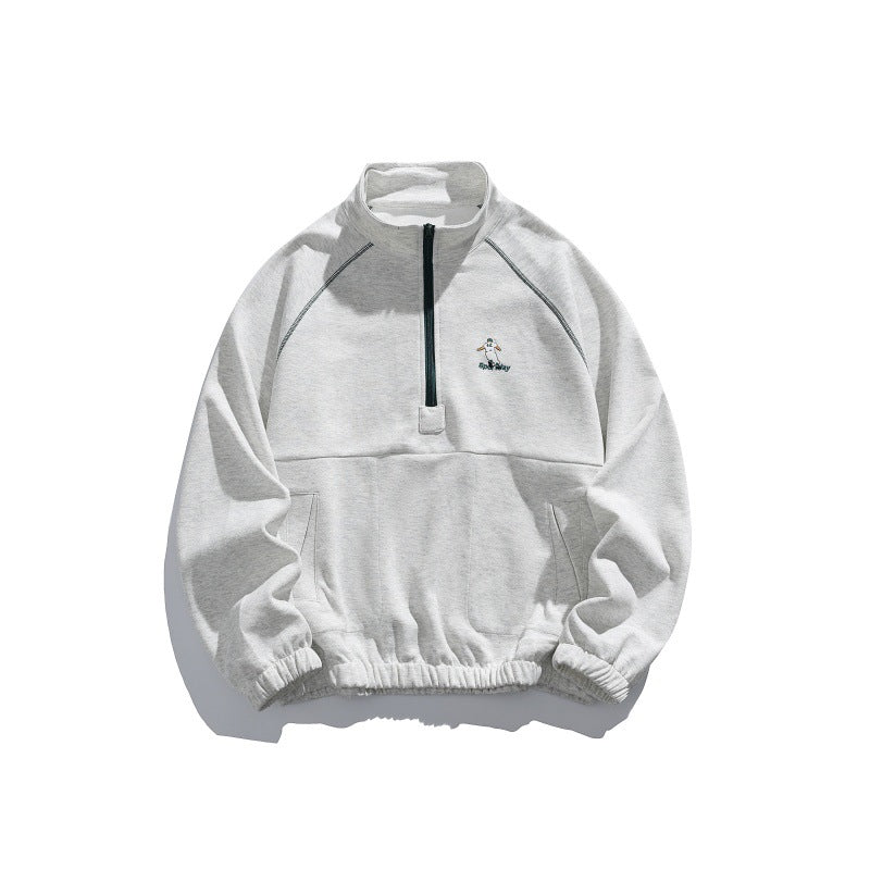 Unisex Oversize-Halbzip-Fleecepullover mit Stehkragen, Raglanärmeln und Kängurutasche Shop Nory