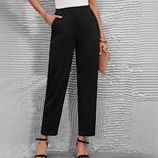 Damen nan hochgeschnittene konisch geschnittene Business-Hose mit elastischem Bund und seitlichen Eingrifftaschen Shop Nory