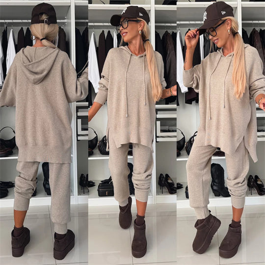 Damen oversized Kapuzenpullover und tapered Jogger Lounge-Set Shop Nory