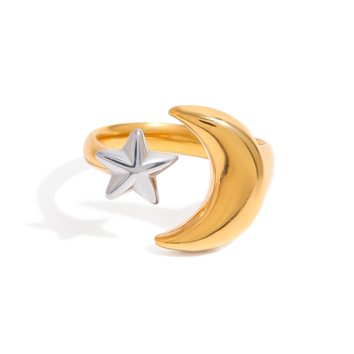 Damen Offener Ring mit Mond- und Sternmotiv Shop Nory
