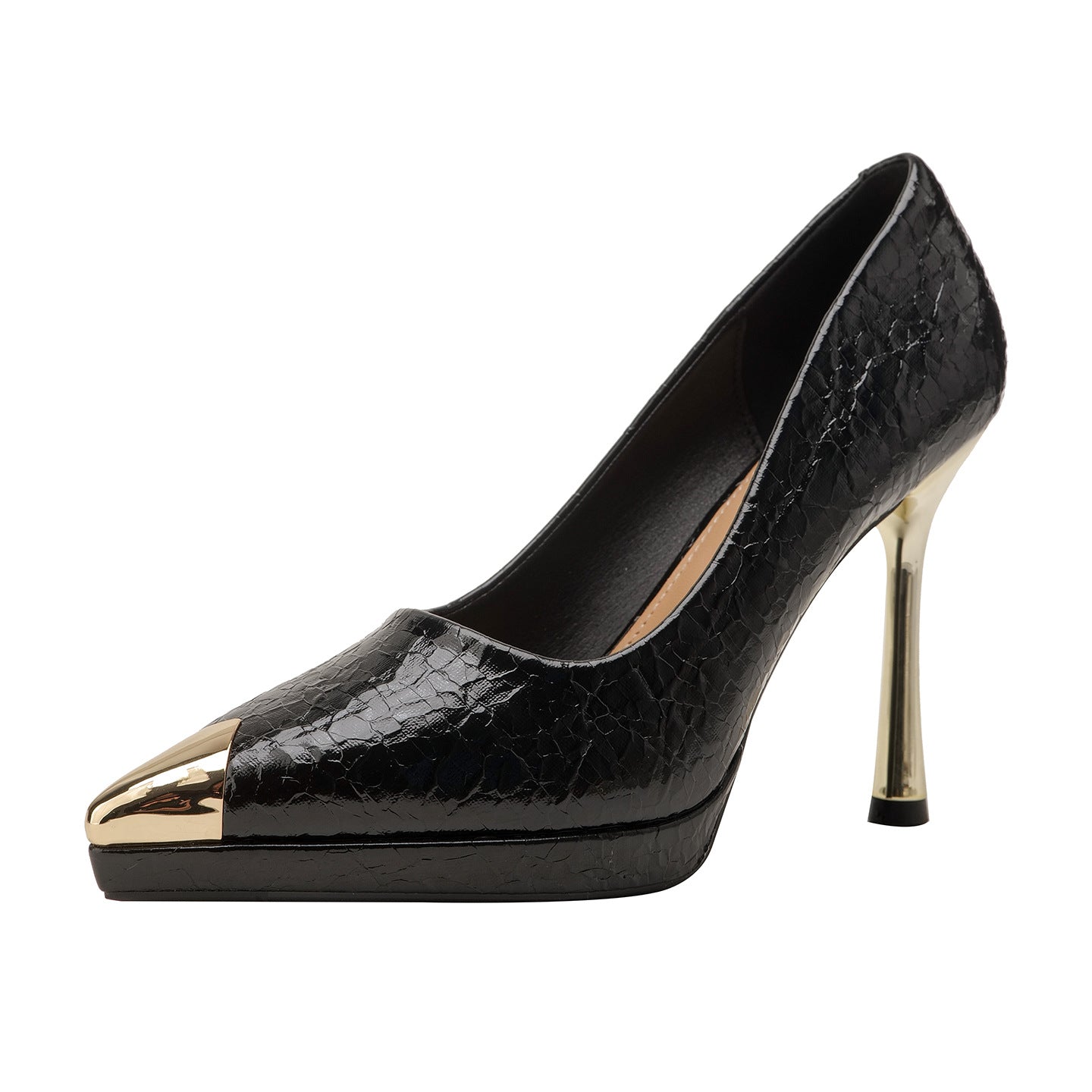 Damen elegante High Heels mit glamourösem Metall-Spitzen-Design
