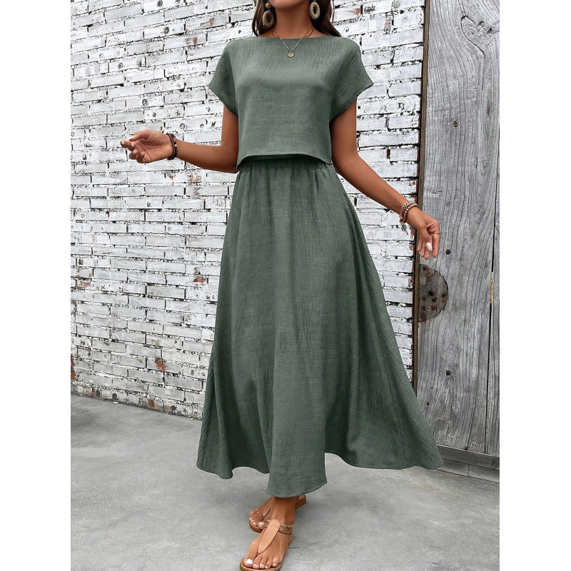 Damen Maxikleid mit tailliertem Oberteil und fließendem Rock