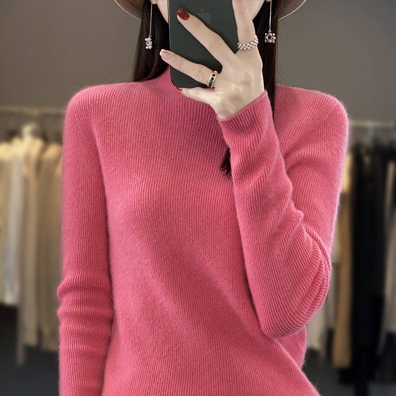 Damen Schlanker Feinstrick-Mockneckpullover aus feinem Angora‑Mix Shop Nory