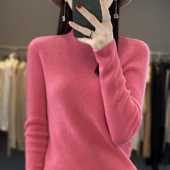 Damen Schlanker Feinstrick-Mockneckpullover aus feinem Angora‑Mix Shop Nory