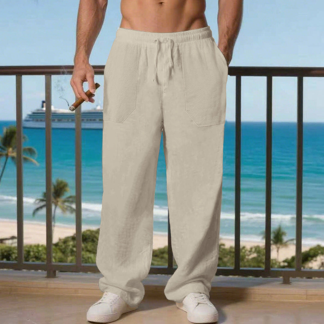 Herren Bequeme Strandhose mit seitlichen Taschen und elastischem Bund