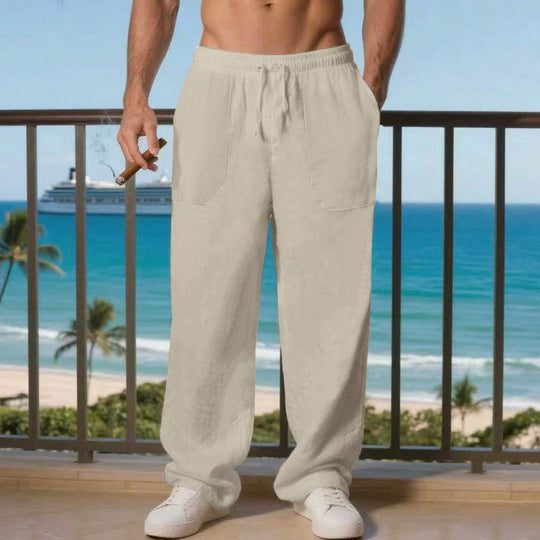 Herren Bequeme Strandhose mit seitlichen Taschen und elastischem Bund