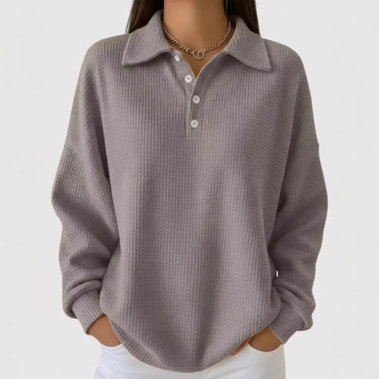 Damen Lässiges Waffel-Pullover