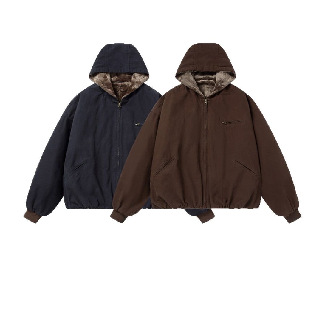 Herren Gefütterte Kapuzenjacke mit Kunstfell-Innenfutter und elastischem Saum Shop Nory