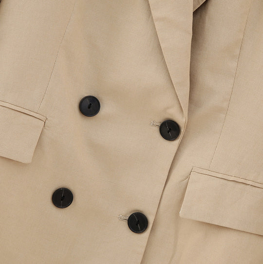 Damen Doppelreihiger Longblazer im minimalistischen Tailoring-Stil mit Peak-Revers Shop Nory